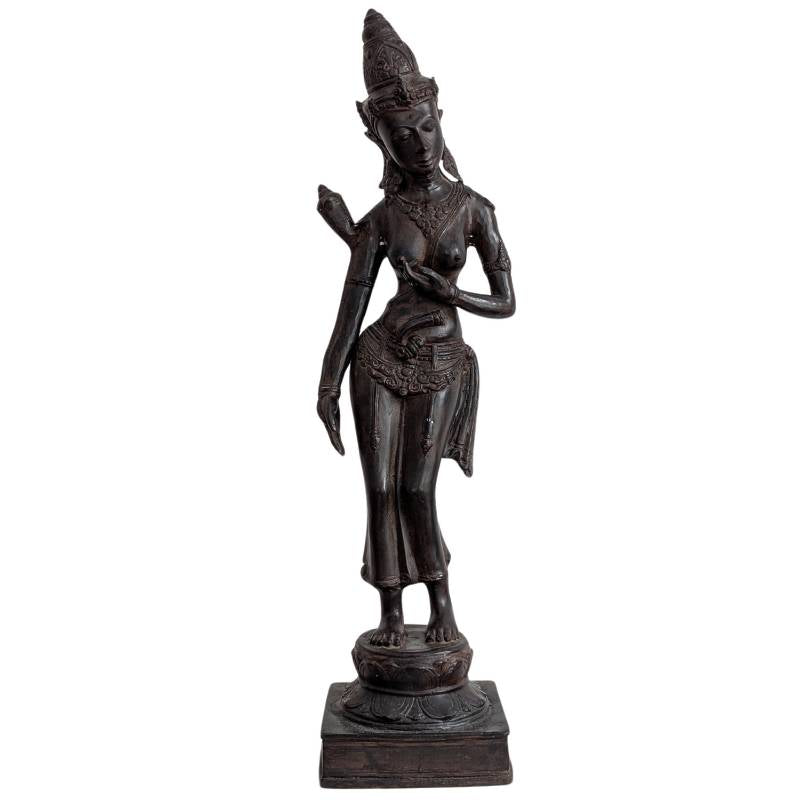 Late 19th- to early 20th-century Khmer bronze Tara standing figure