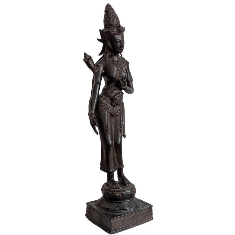 Base of the standing Khmer bronze Tara figure