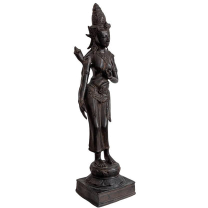 Base of the standing Khmer bronze Tara figure
