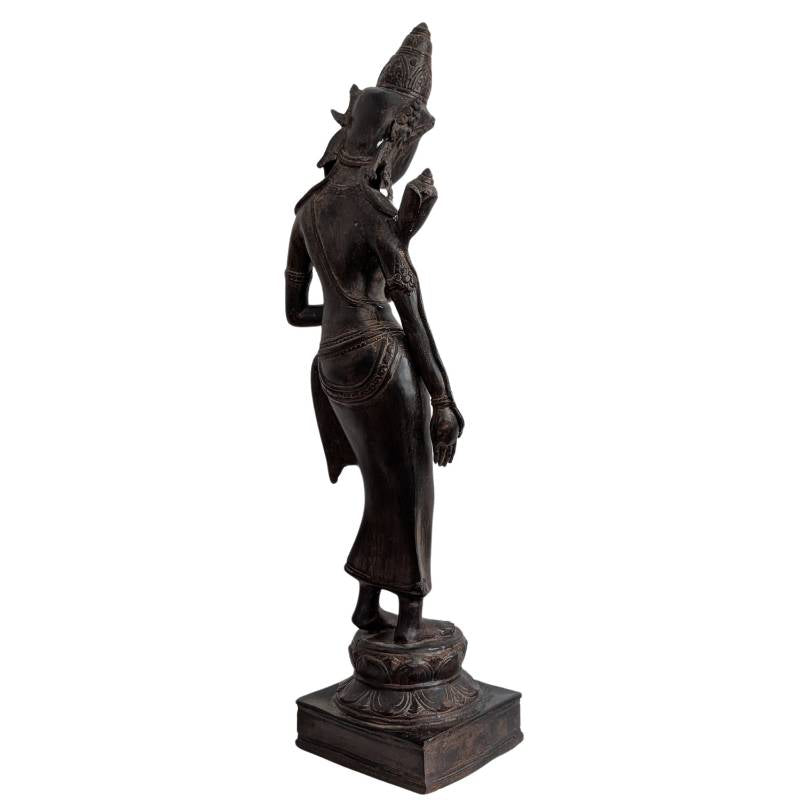 Standing Cambodian bronze Tara with aged patina