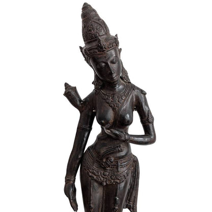 Aged bronze surface of the Cambodian Tara figure