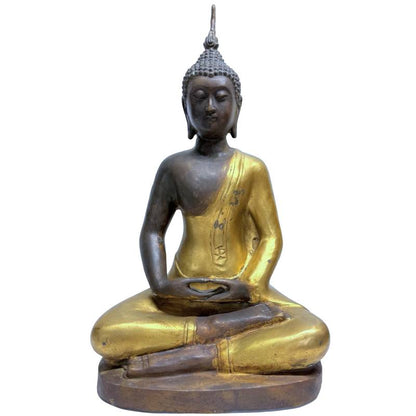 Late Qing Chinese fire-gilt bronze Buddha in Dhyana Mudra, front view