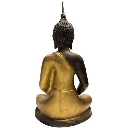 Rear view of late Qing Chinese fire-gilt bronze Buddha