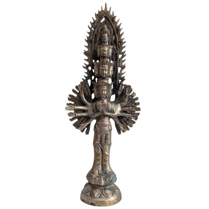 Late Qing Chinese bronze Thousand-Armed Guanyin with multiple heads