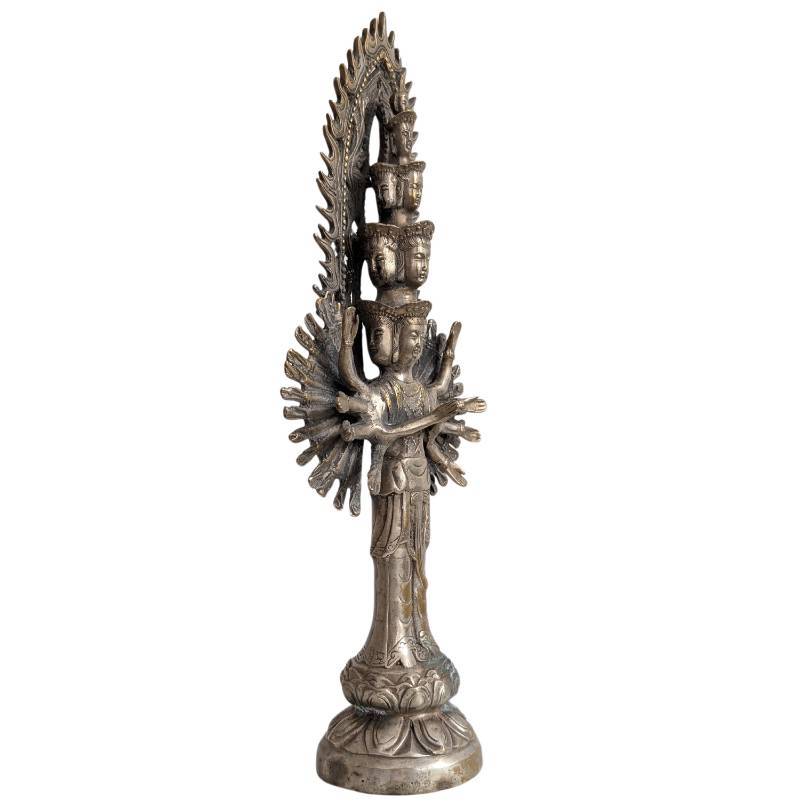 Thousand-Armed Guanyin with multiple heads and bronze aureole
