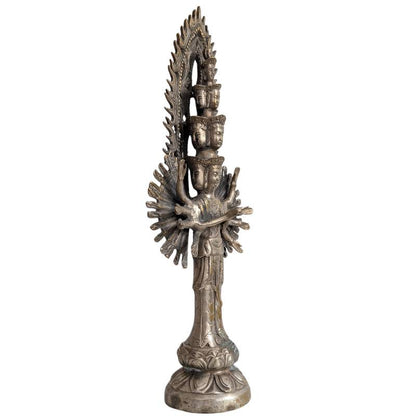 Thousand-Armed Guanyin with multiple heads and bronze aureole