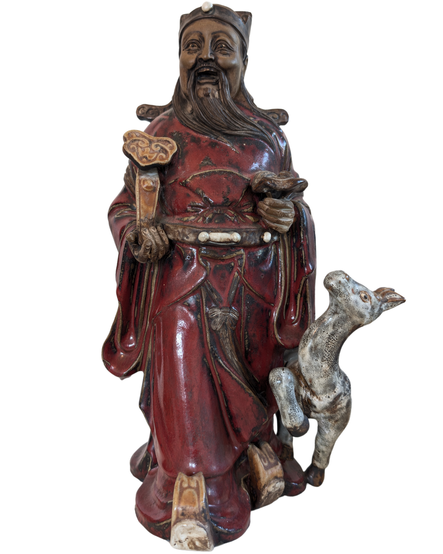 Lu afgebeeld met ruyi-scepter en een handgevormd hert, symbool voor rang.