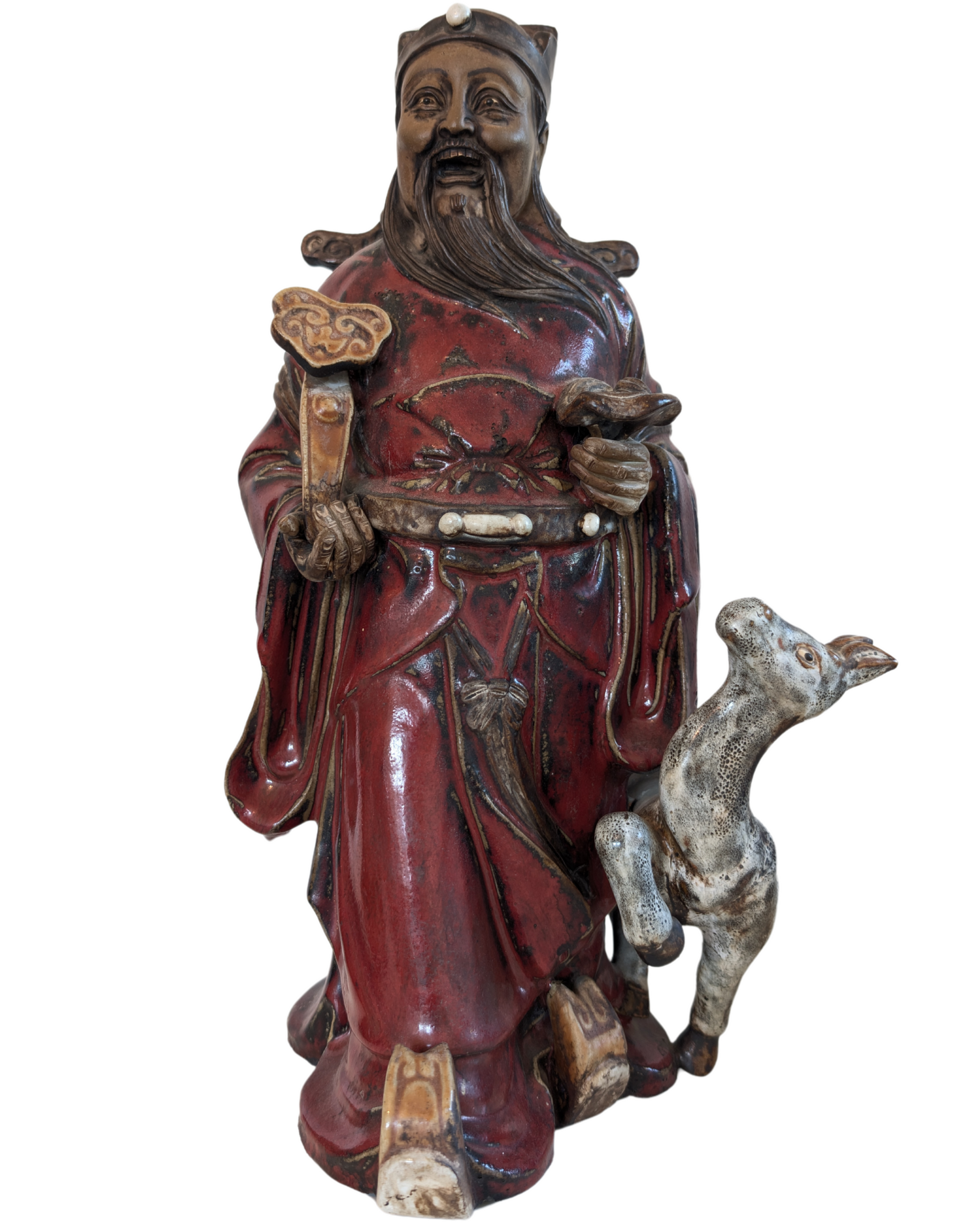 Lu afgebeeld met ruyi-scepter en een handgevormd hert, symbool voor rang.