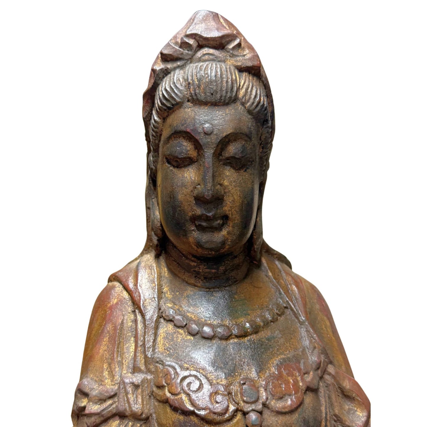 Luxe Aziatisch antiek houten Kwanyin beeld 81cm gevalideerd
