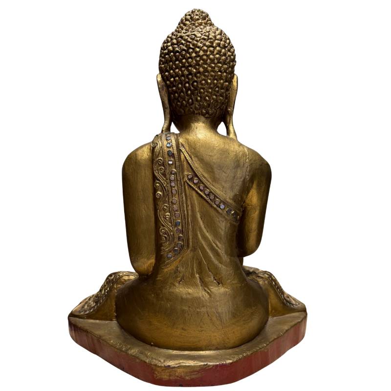 Mandalay Boeddha Bhumisparsha mudra verguld hout