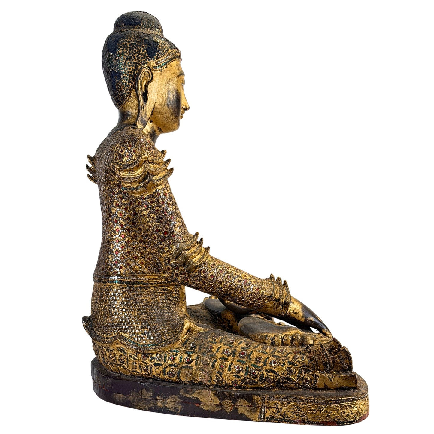 Bhumisparsha mudra detail on the antique Burmese Mandalay Buddha