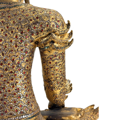 Thayo ornament and carving detail on the antique Mandalay Buddha