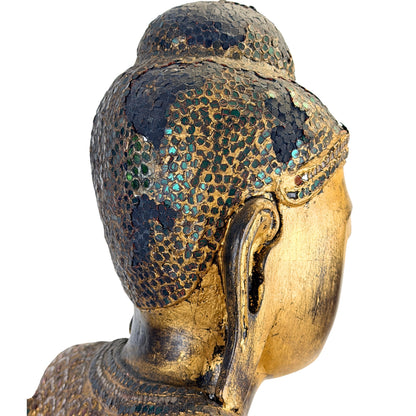 Richly decorated Burmese Buddha in the Mandalay sculptural tradition
