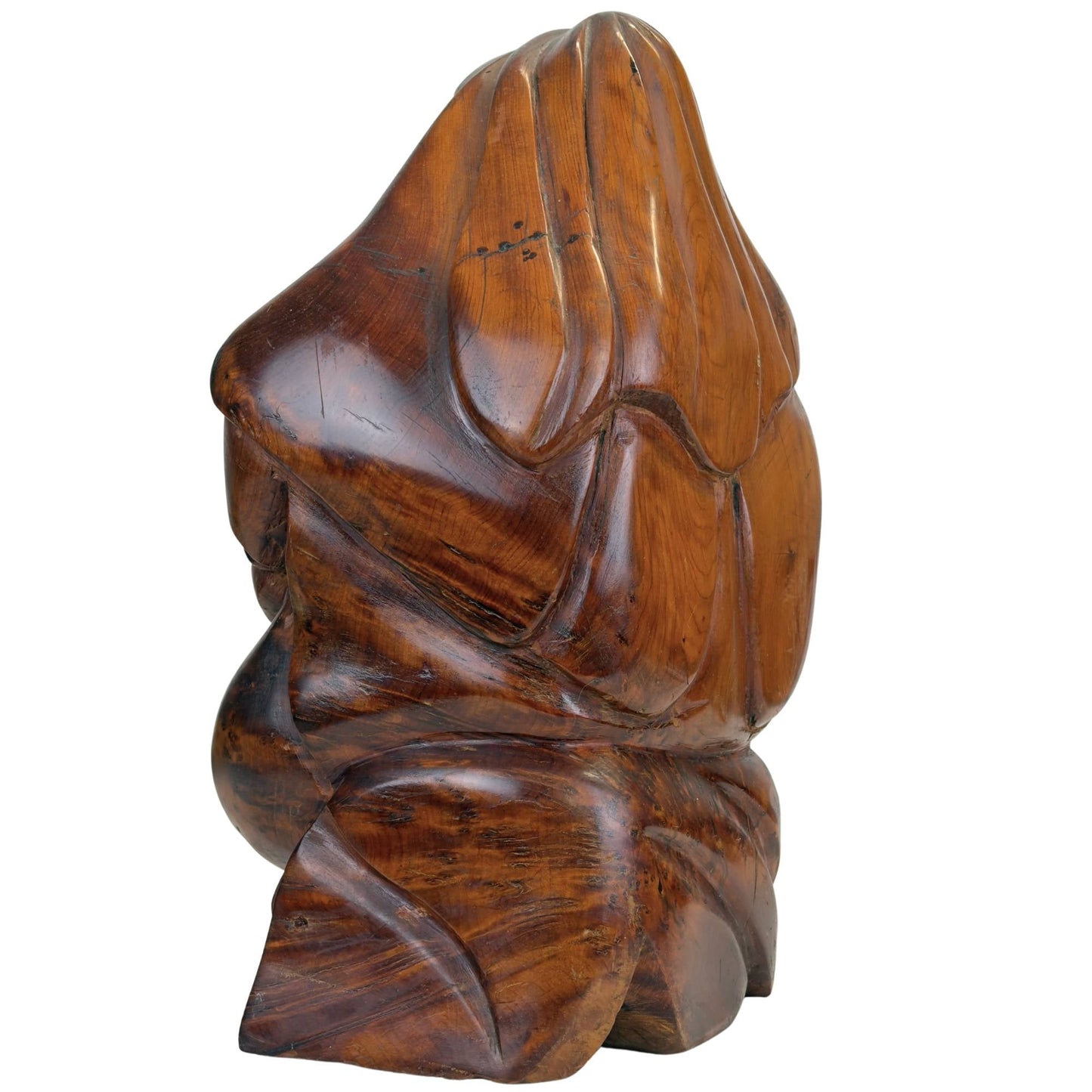 Maria Lactans voorstelling in handgesneden houten sculptuur