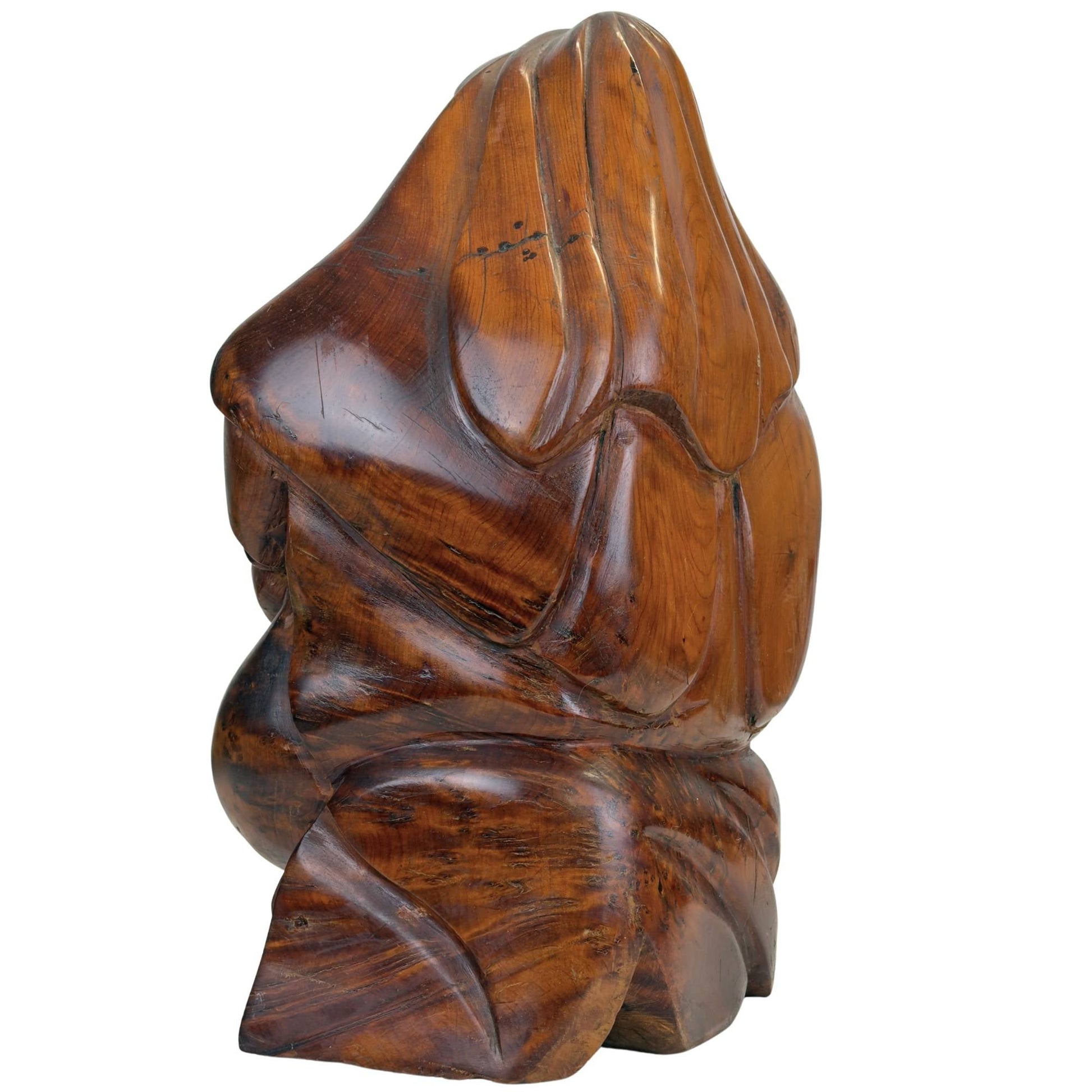 Maria Lactans voorstelling in handgesneden houten sculptuur