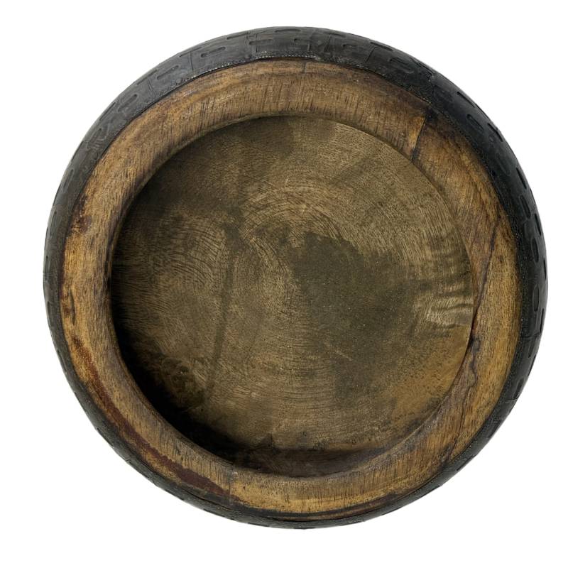 Marokkaanse houten opbergdoos met geometrisch patroon en warme houttinten