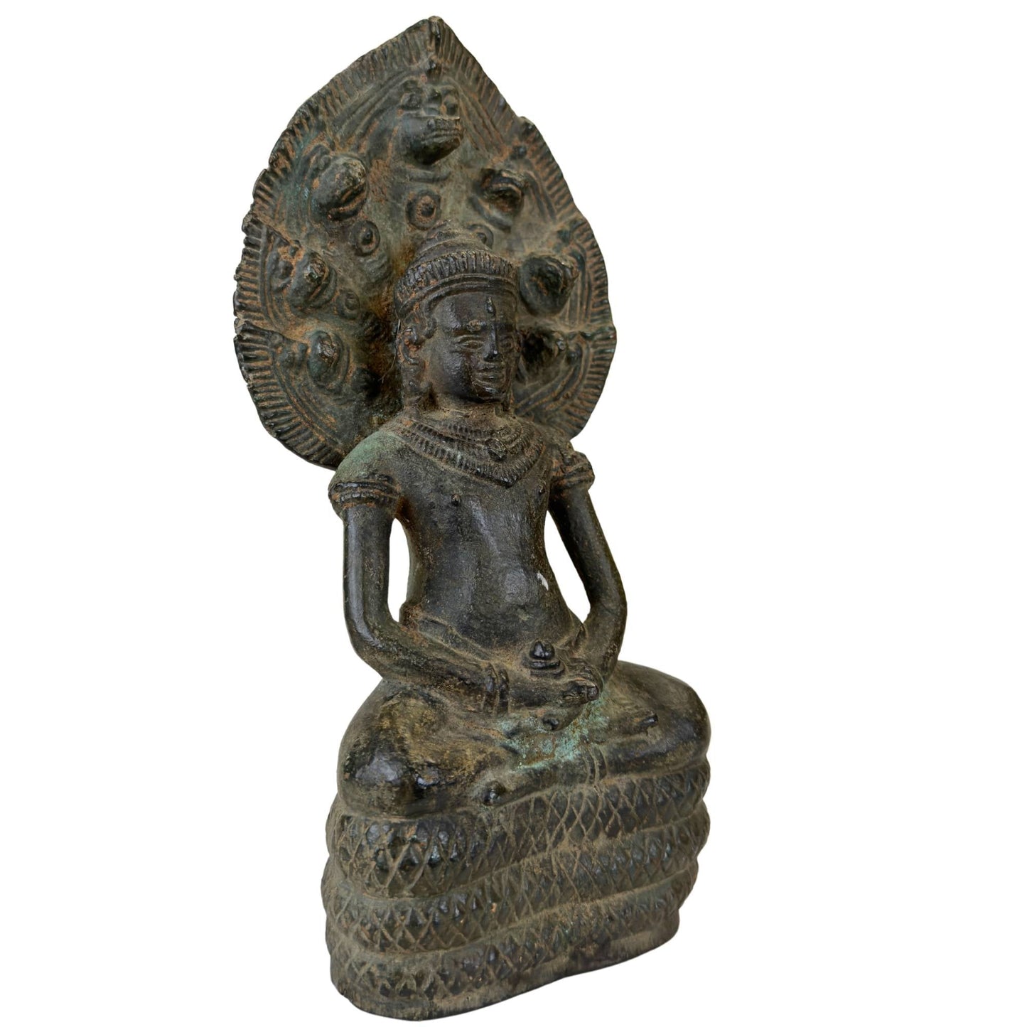Zware kwaliteit massief bronzen Naga Boeddha met een gewicht van 2,2 kg.