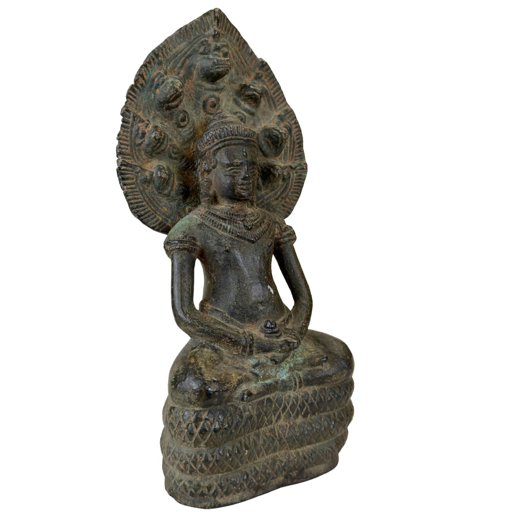 Zware kwaliteit massief bronzen Naga Boeddha met een gewicht van 2,2 kg.