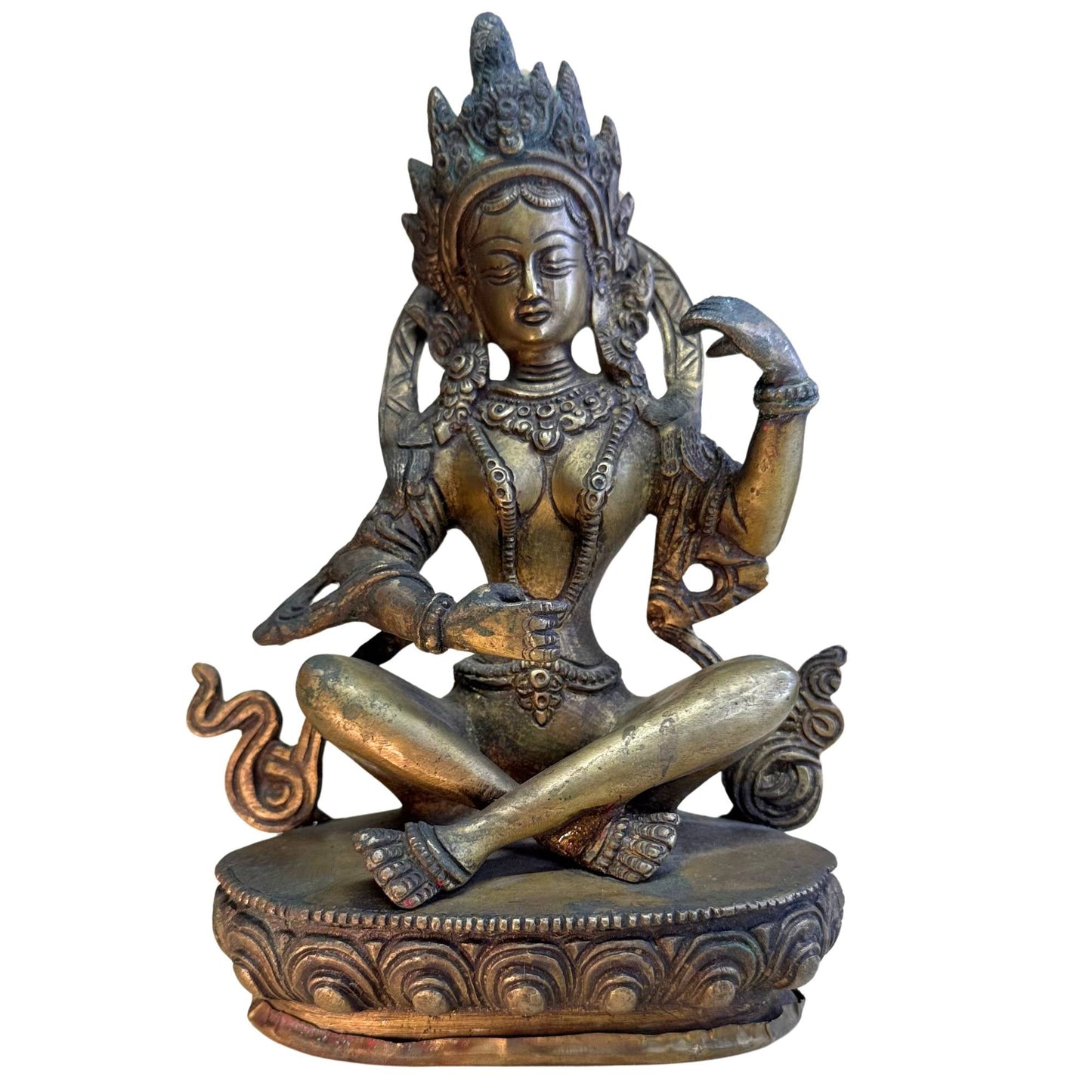 Antieke massieve Saraswati verguld brons 1920