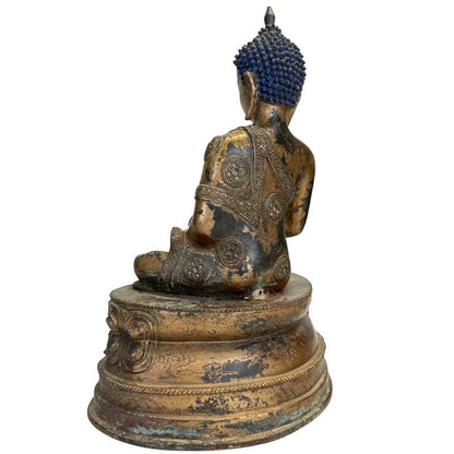 Medicine Buddha – Gilt Bronze, Tibetan Style, 29 cm – close view of the central details