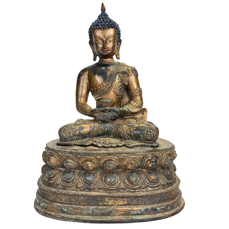 Medicine Buddha – Gilt Bronze, Tibetan Style, 29 cm – front view