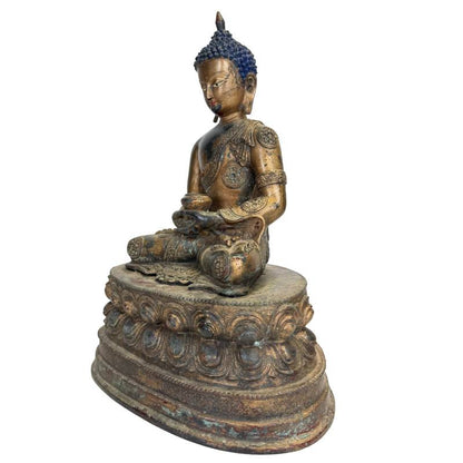 Medicine Buddha – Gilt Bronze, Tibetan Style, 29 cm – underside and base view