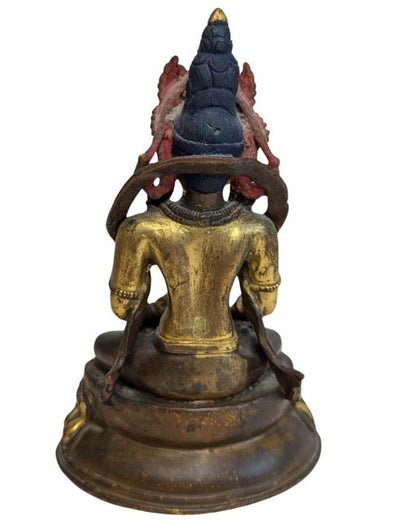 Himalayan Green Tara bronze with an aged gilt surface
