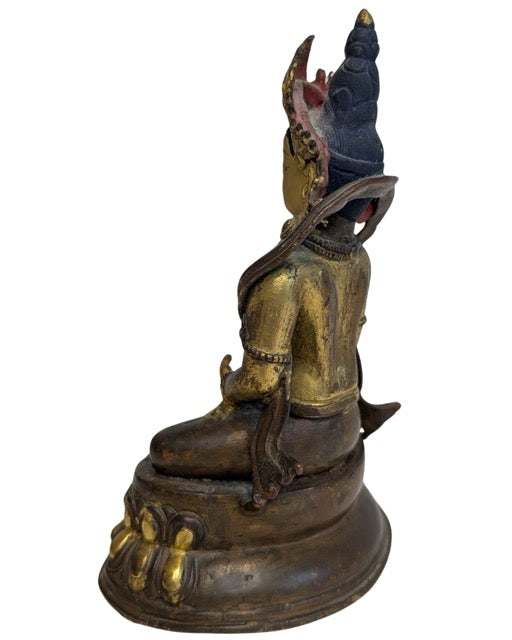 Green Tara bodhisattva with crown and lotus base