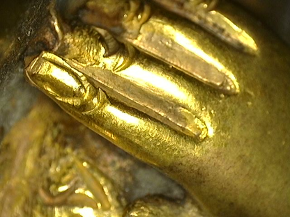 Fire-gilt Green Tara with crown and necklaces