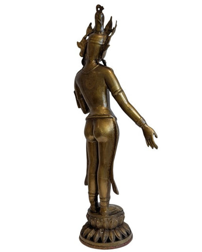 Natural wear on the gilt brass surface of the Tara figure