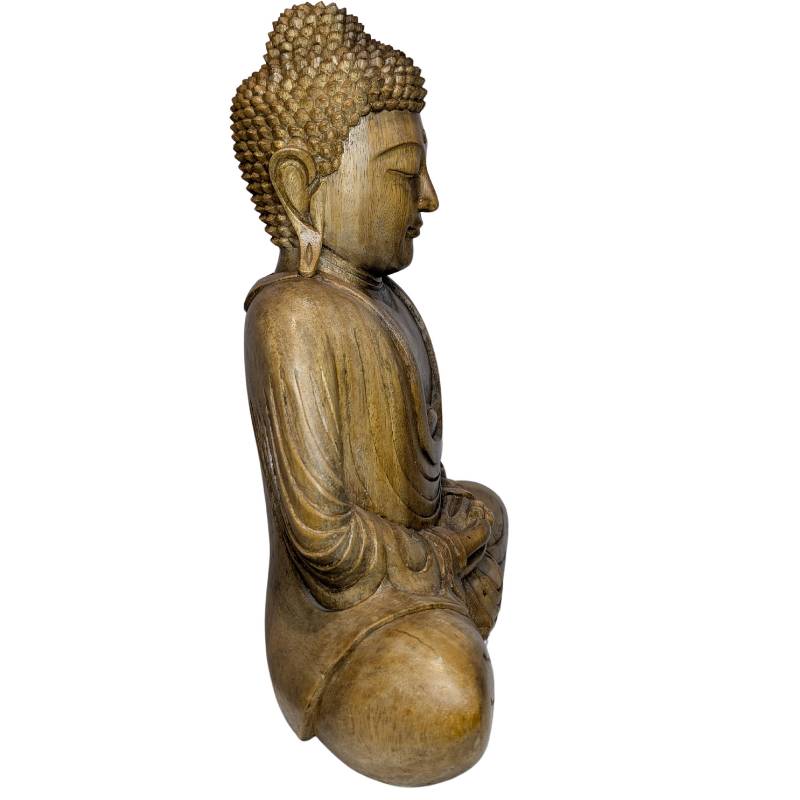Hands of the carved wooden Buddha in Dhyana Mudra