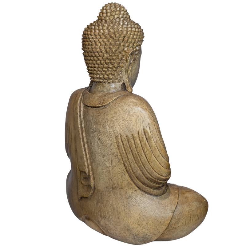 Seated Thai wooden Buddha with a smooth aged patina