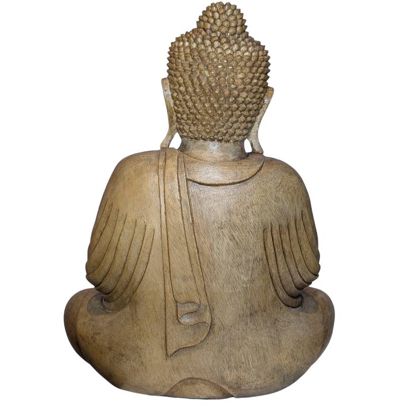 Natural wood grain on the hand-carved Thai Buddha