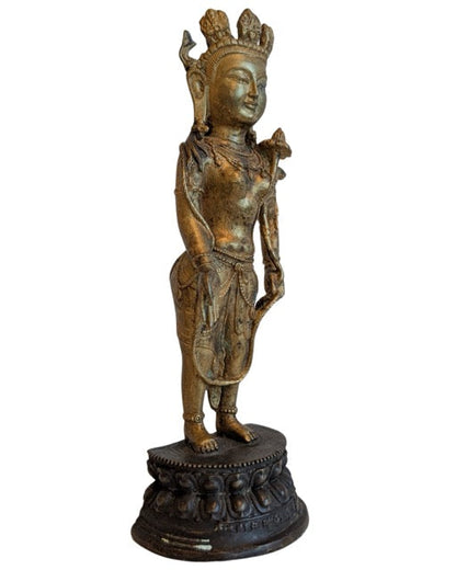 Tibetan bronze bodhisattva with naturally oxidised surface