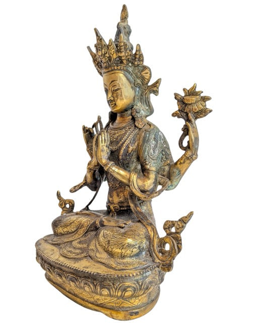 Four-armed Avalokiteshvara showing detailed ornaments