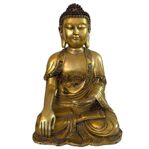 Groot Vuurverguld Bronzen Buddha – Ming-Stijl – China ca. 1930–1950 (6.4 kg)