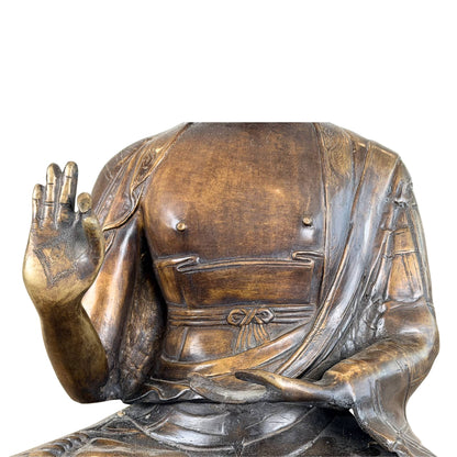 Monumental Antique Himalayan Shakyamuni – Gilt Bronze, 69 cm – close view of the lower section