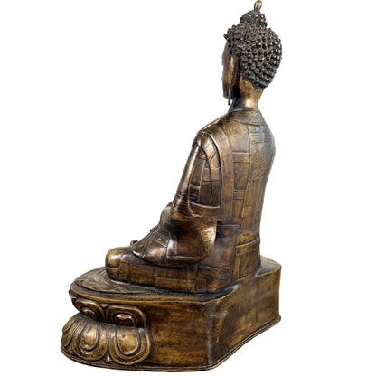 Monumental Antique Himalayan Shakyamuni – Gilt Bronze, 69 cm – right-side view