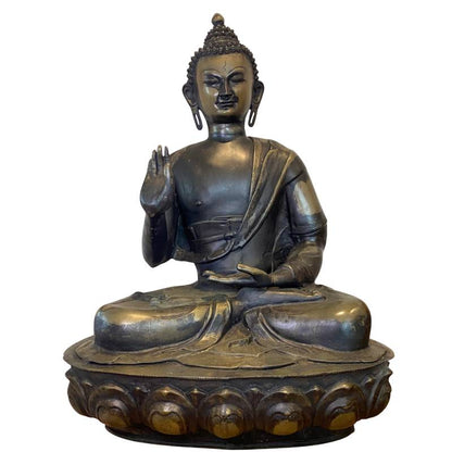 Monumental Antique Ladakh Buddha – Gilt Bronze, 18th Century Attribution, 87 cm – front view