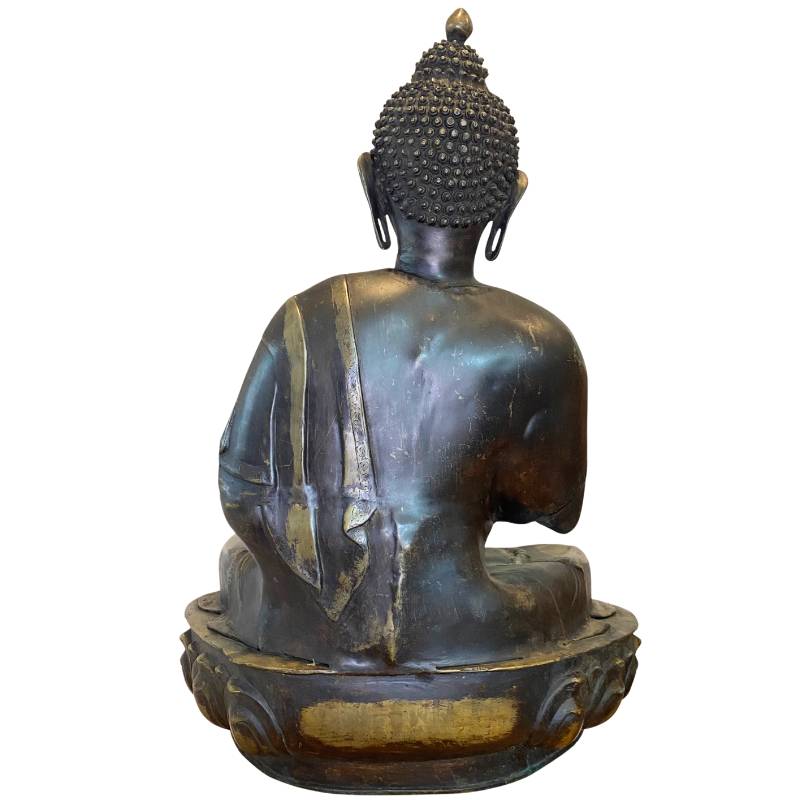 Monumental Antique Ladakh Buddha – Gilt Bronze, 18th Century Attribution, 87 cm – rear view