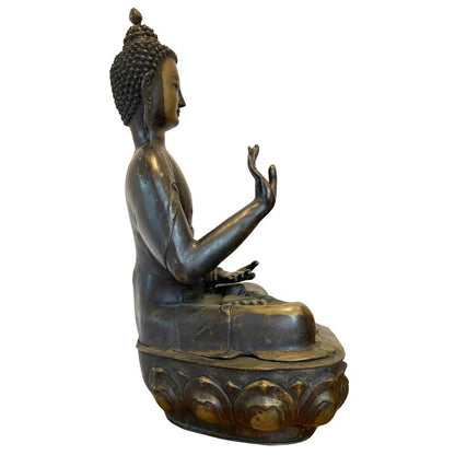 Monumental Antique Ladakh Buddha – Gilt Bronze, 18th Century Attribution, 87 cm – left-side view
