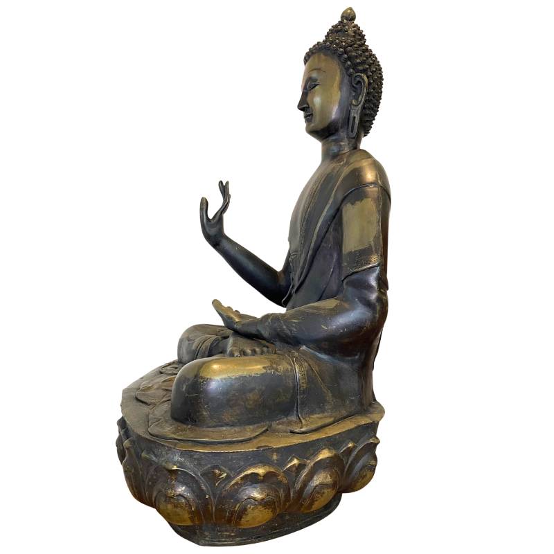 Monumental Antique Ladakh Buddha – Gilt Bronze, 18th Century Attribution, 87 cm – right-side view