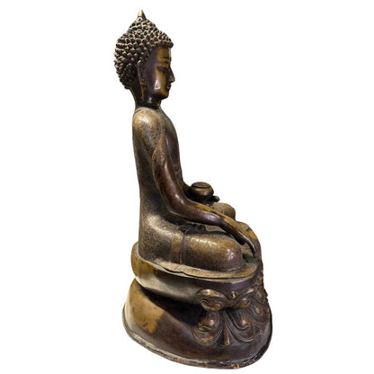 Monumental Antique Nepalese Shakyamuni – Gilt Bronze, 59 cm – left-side view