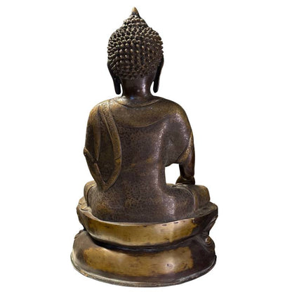 Monumental Antique Nepalese Shakyamuni – Gilt Bronze, 59 cm – rear view