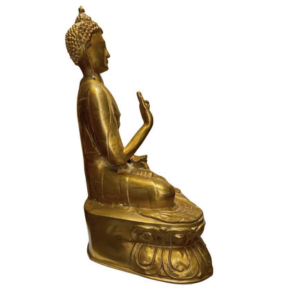 Monumental Himalayan Shakyamuni Buddha – Gilt Bronze, 71 cm – left three-quarter rear view