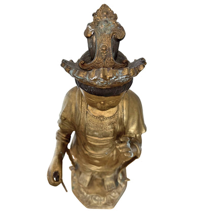 Monumental Japanese Sho-Kannon – Gilt Bronze, 113 cm – surface and patina detail