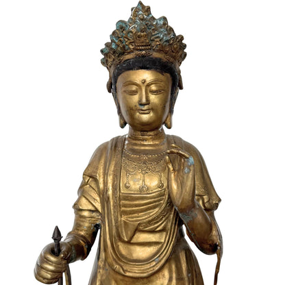 Monumental Japanese Sho-Kannon – Gilt Bronze, 113 cm – opposite three-quarter front view