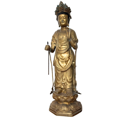 Monumental Japanese Sho-Kannon – Gilt Bronze, 113 cm – front view
