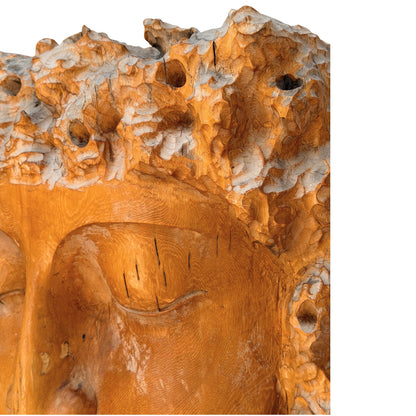 Monumental Vintage Guanyin Wall Sculpture – Carved Wood, 159 cm – right-side view