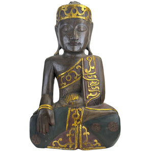 Monumentale Vintage Balinese Handgesneden Houten Jina Boeddha – Monolithisch Hardhout (60,5 cm / 7,1 kg)
